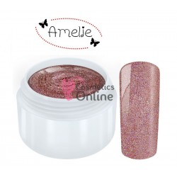 Gel UV Amelie color cu sclipici Extreme Glimmer Dark Salmon 5ml + 1 Cutie cu paiete Holografice Cadou